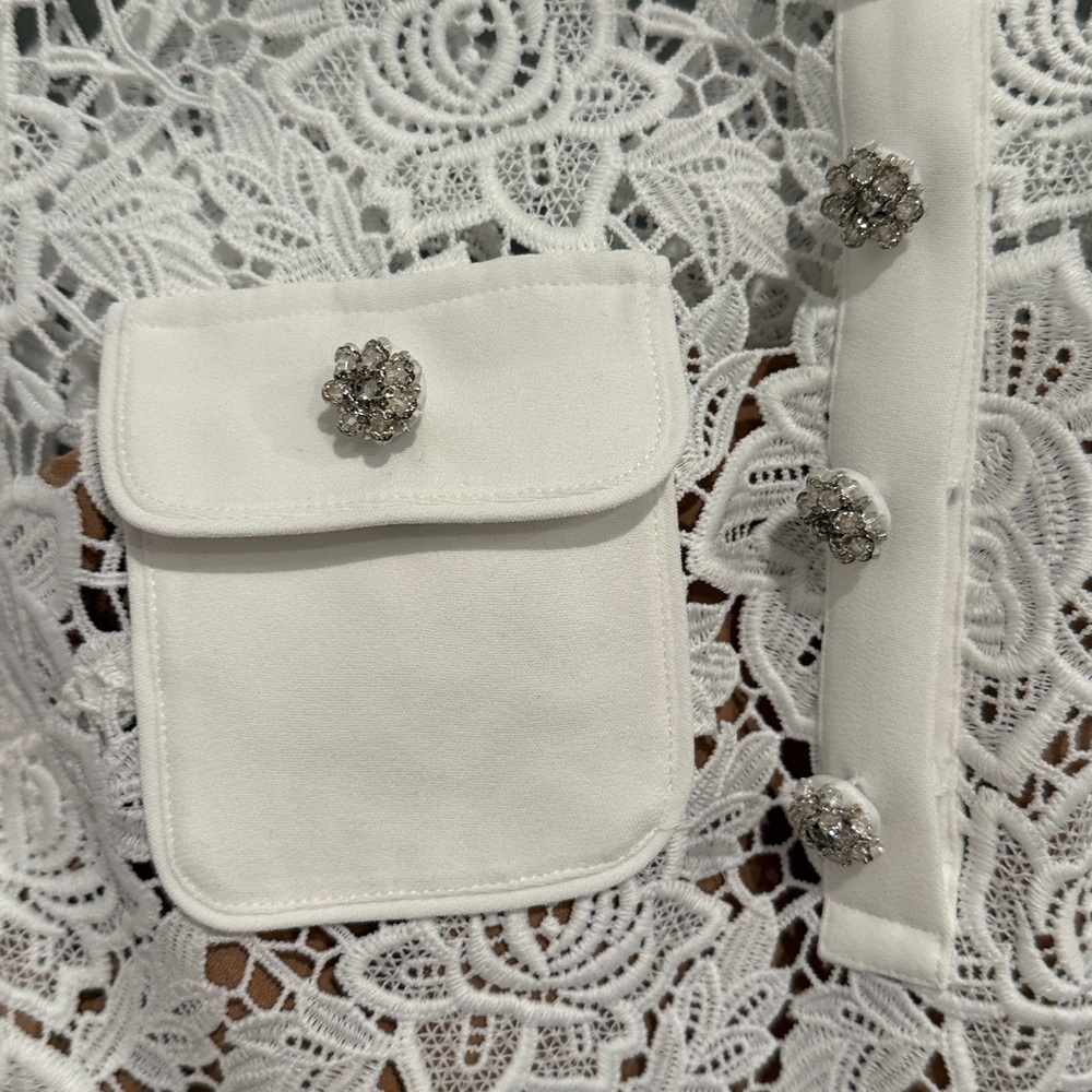 Self-Portrait White Lace Pocket Minidress - Picture 6 of 14